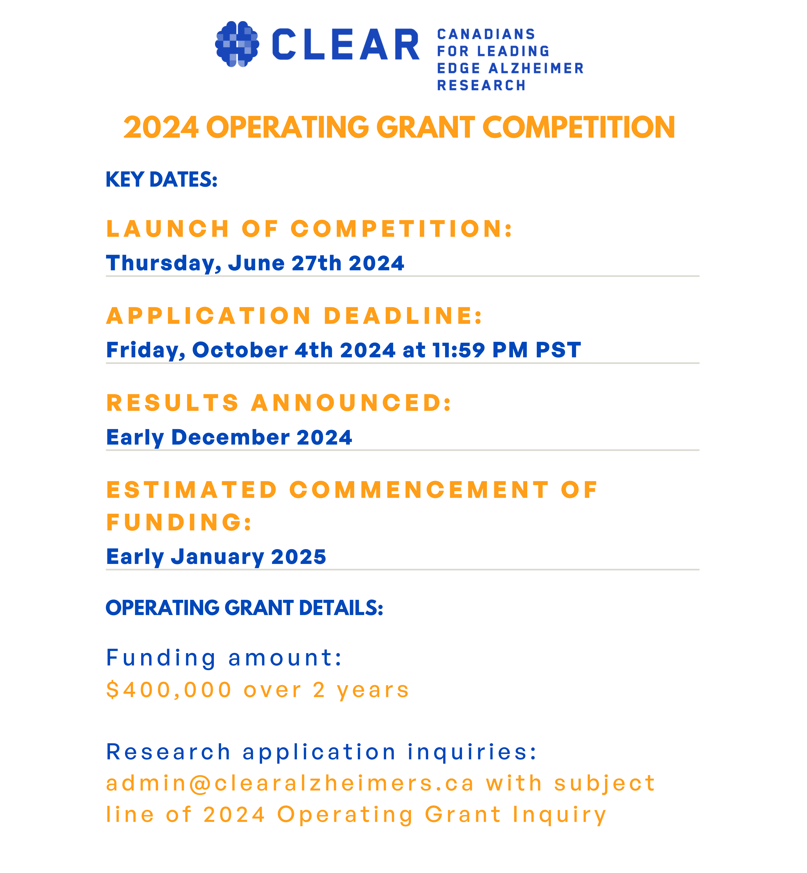 2024 CLEAR Operating Grant Application