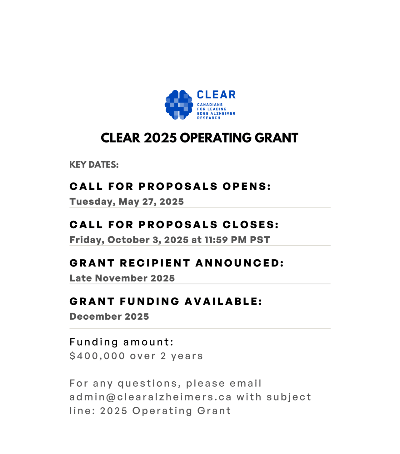 2025 CLEAR Operating Grant